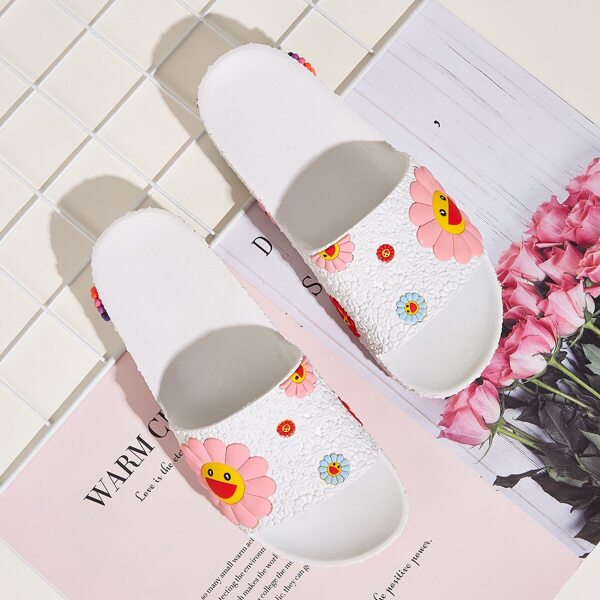 

Floral Decor Open Toe Sliders