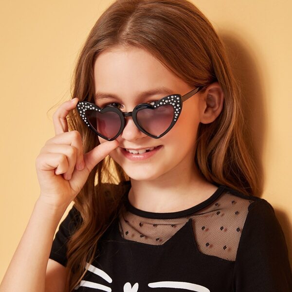 

Girls Rhinestone Decor Heart Shaped Sunglasses, Multicolor