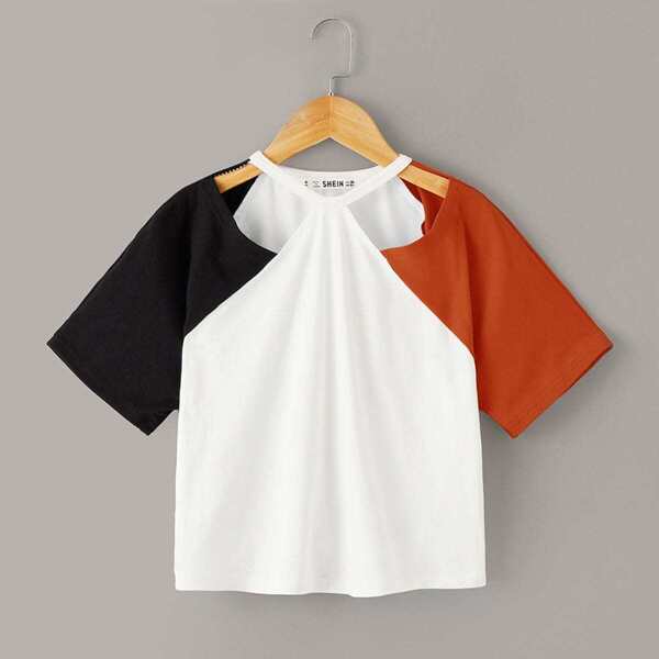 

Girls Cutout Colorblock Raglan Sleeve Top, Multicolor