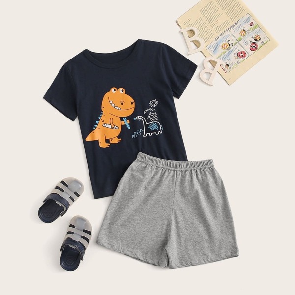 

Toddler Boys Dinosaur Print Pajama Set