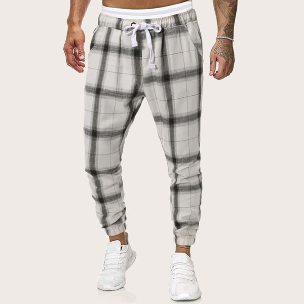 

Men Tartan Print Drawstring Pants