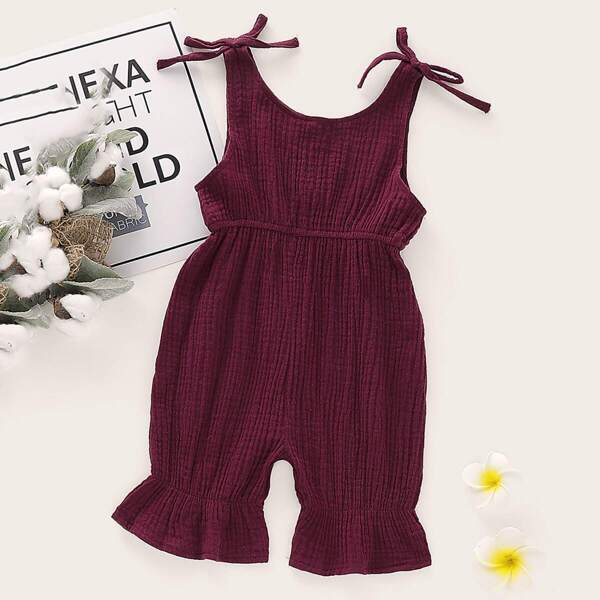 

Baby Girl Solid Flare Leg Cami Jumpsuit, Burgundy