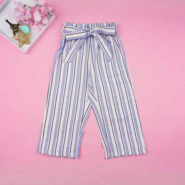 

Toddler Girls Paperbag Waist Stripe Belted Pants