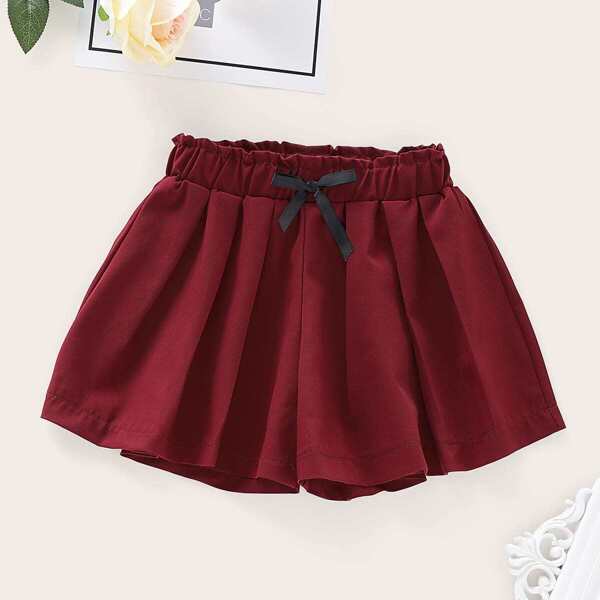 

Toddler Girls Frill Waist Pleated Shorts, Burgundy