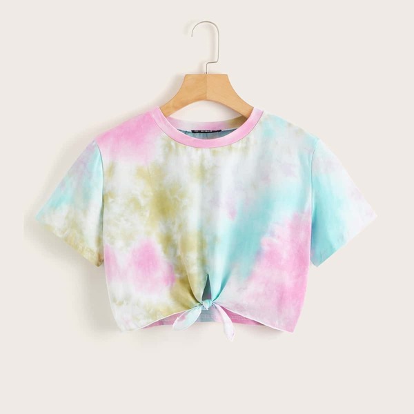 

Knotted Front Tie Dye Crop Top