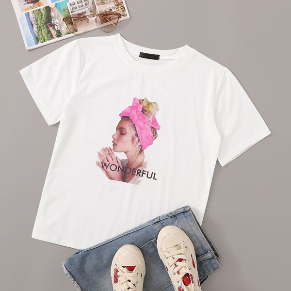 

Figure And Letter Print Tee