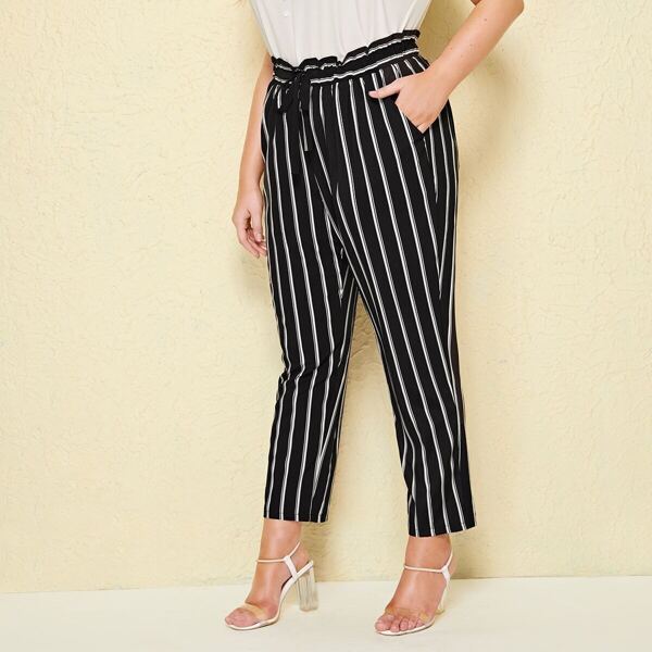 

Plus Paperbag Waist Striped Pants