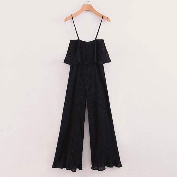 

Ruffle Trim Pleated Cami Chiffon Jumpsuit