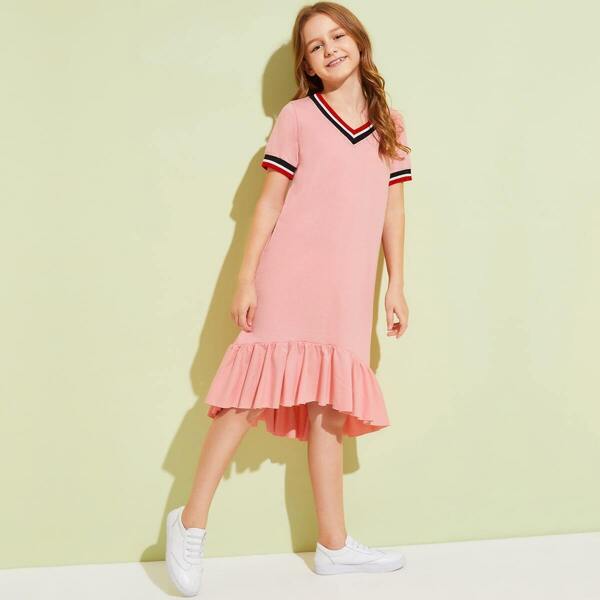

Girls Flounce Hem Ringer Tee Dress