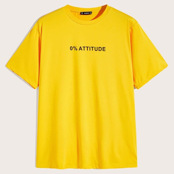 

Men Neon Yellow Letter Print Top
