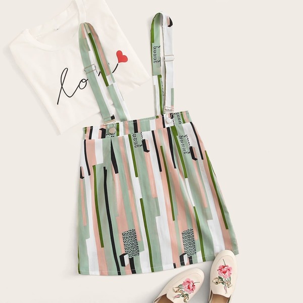 

Colorful Striped Pinafore Skirt