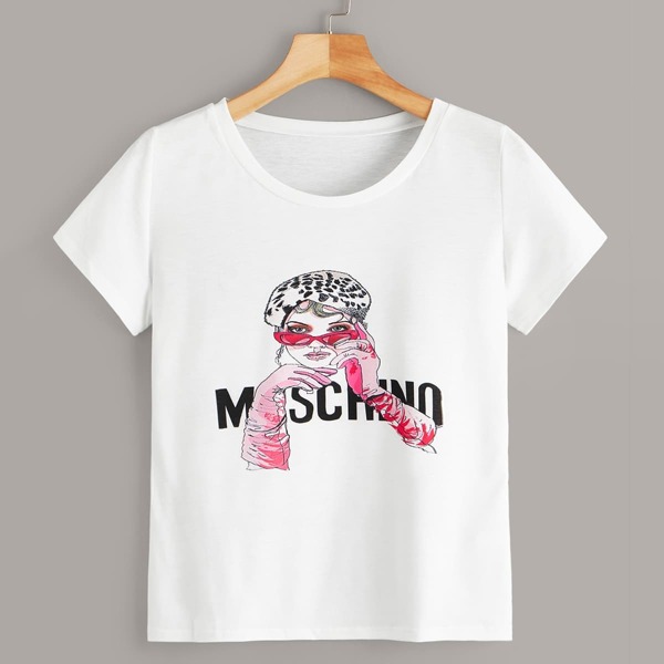 

Figure And Letter Print Tee