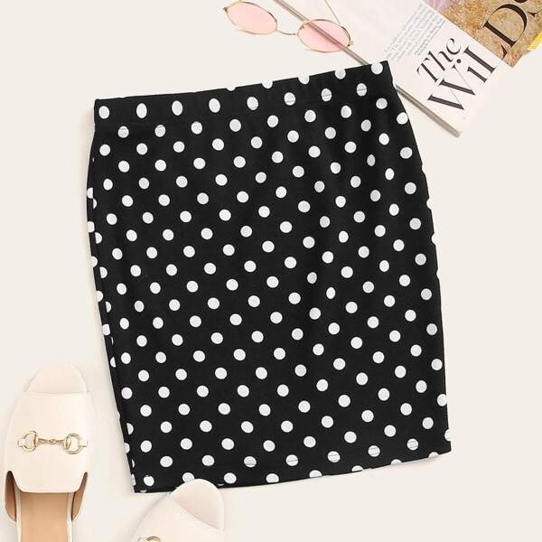 

Elastic Waist Polka Dot Skirt