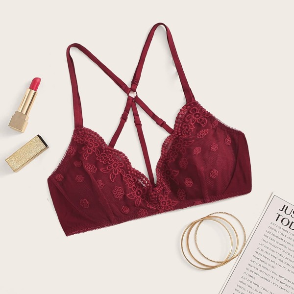 

Mesh Embroidery Caged back Bralette