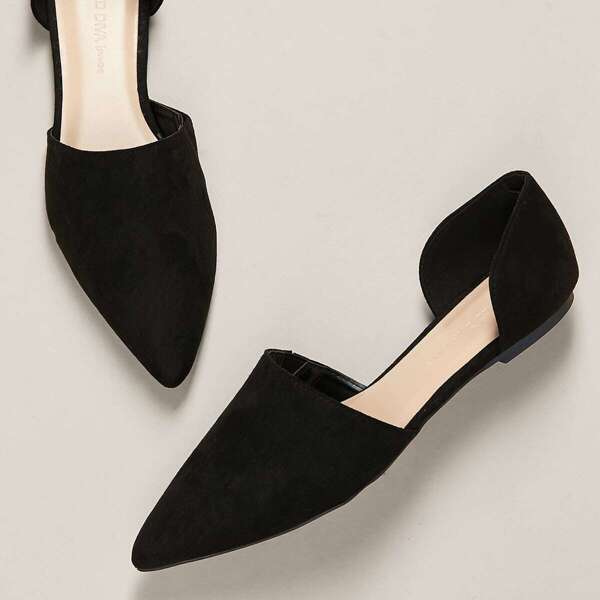 

Pointed Toe Open Sides Slip On Ballet Flats