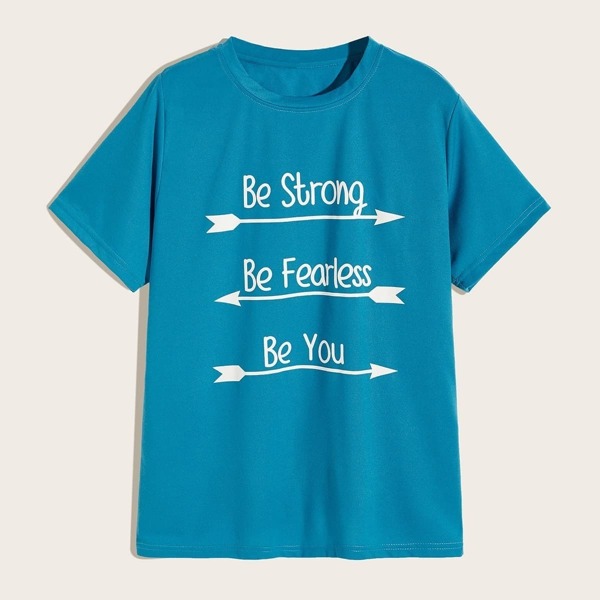 

Men Letter And Arrow Print Tee