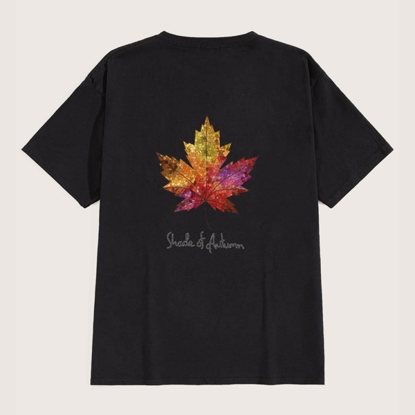 

Men Leaf And Letter Print Tee