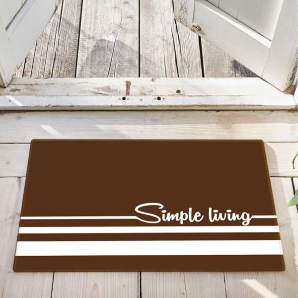 

Slogan Print Floor Mat, Brown