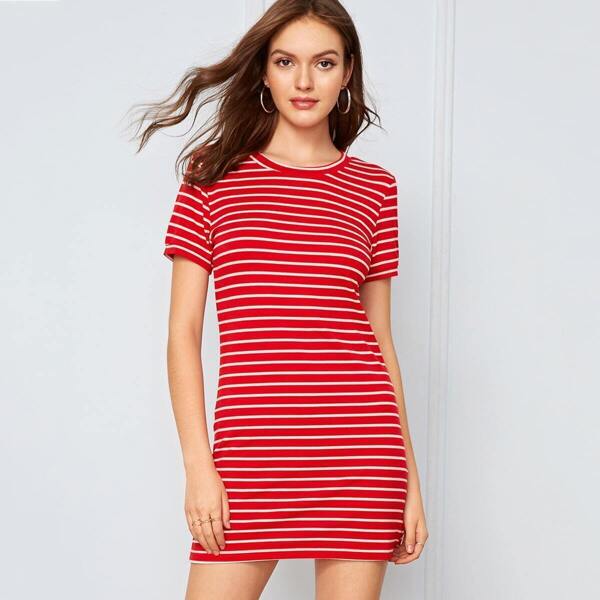 

Striped Print T-Shirt Dress