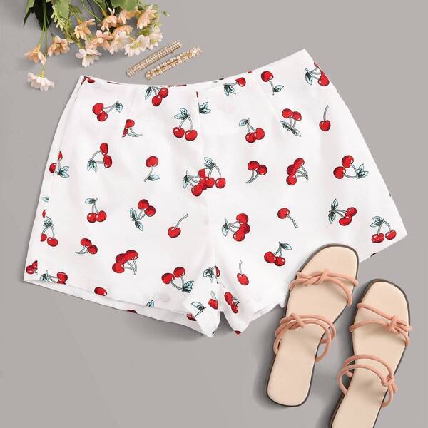 

Cherry Print Zip Fly Shorts