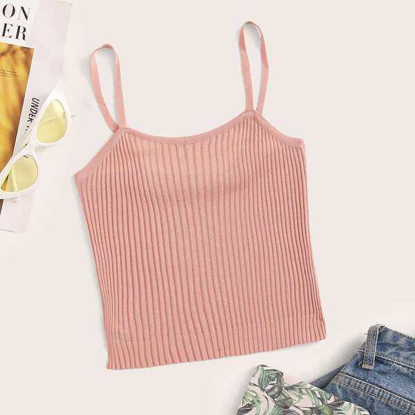 

Solid Rib-knit Cami Top