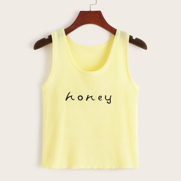 

Letter Embroidered Crop Tank Top