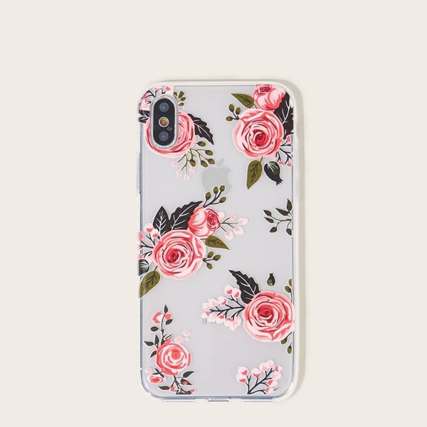 Clear Rose Pattern iPhone Case