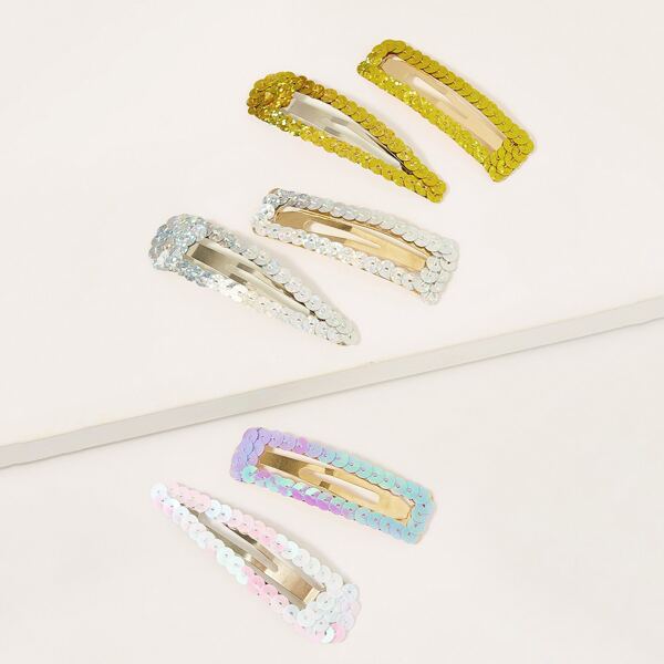 

Sequin Decor Hair Snap Clip 6pcs, Multicolor