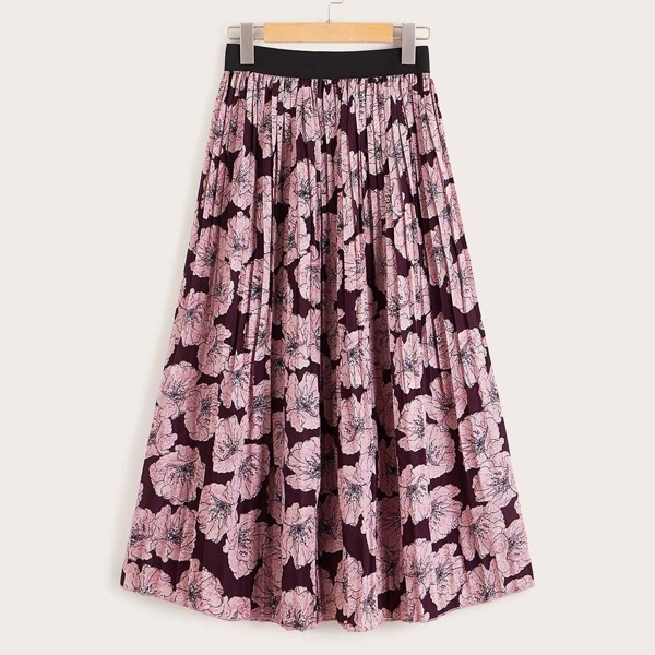 

Floral Print Pleated Skirt