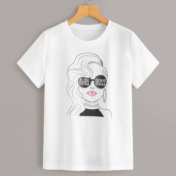 

Figure And Letter Print Tee