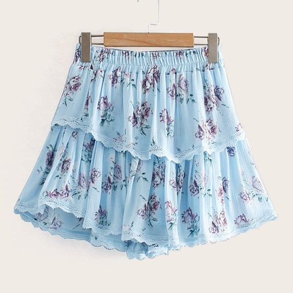 

Floral Print Tiered Layer Skirt