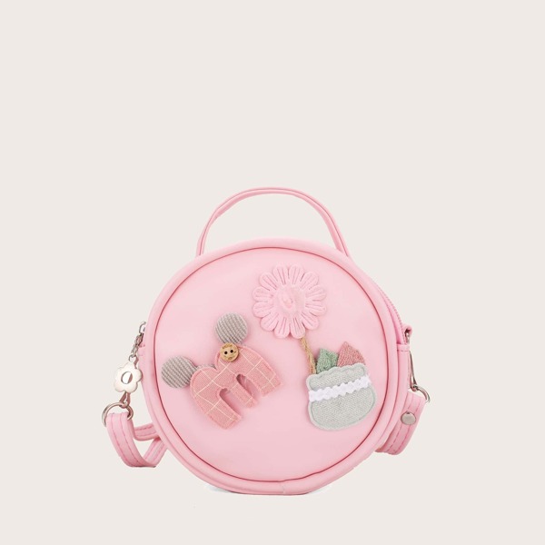 

Girls Floral Patch Decor Satchel Bag
