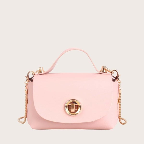 

Girls Metal Lock Flap Satchel Bag
