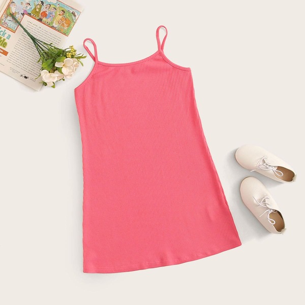 

Girls Rib-knit Cami Dress, Pink
