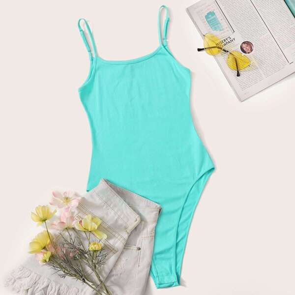 

Neon Blue Fitted Cami Bodysuit