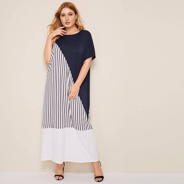 

Plus Two Tone Striped Dress