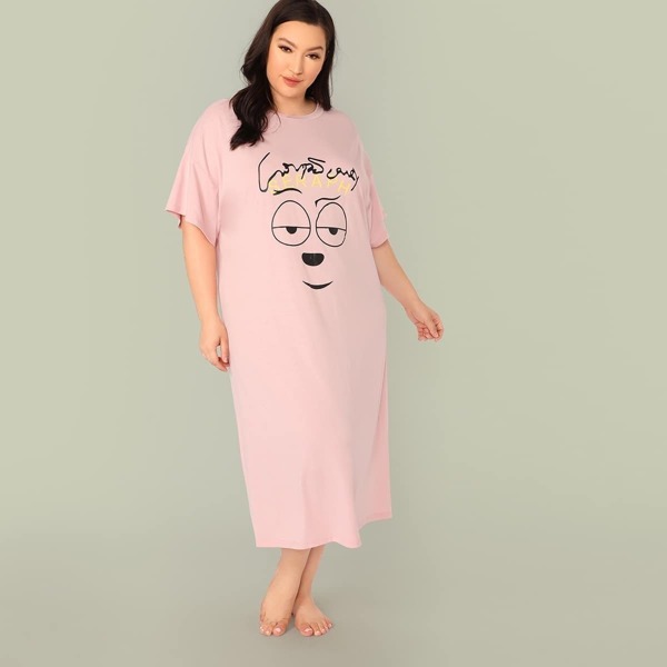 

Plus Drop Shoulder Graphic Print Nightdress