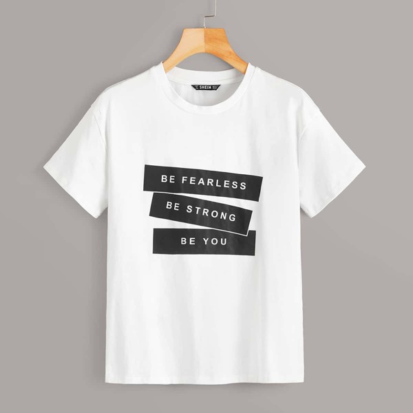 

Contrast Slogan Graphic Tee, White