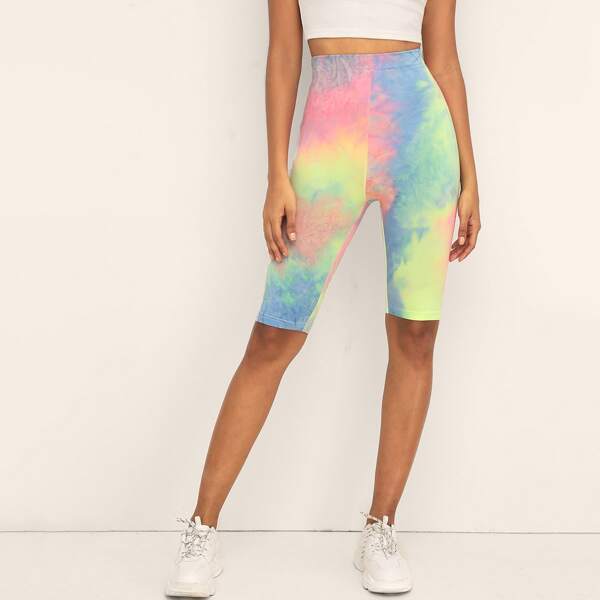 

Tie Dye High Rise Cycling Shorts, Multicolor