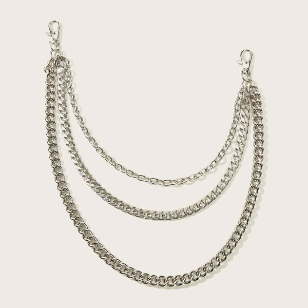 

Men Layered Chain Waist Belt, Silver