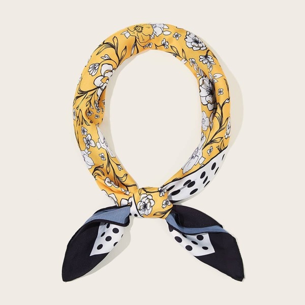 

Floral & Polka Dot Pattern Bandana, Multicolor
