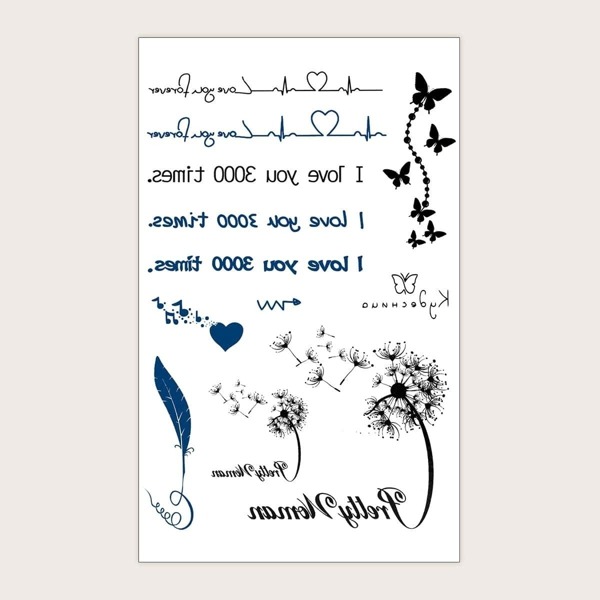 

Butterfly & Floral Pattern Tattoo Sticker 1Sheet