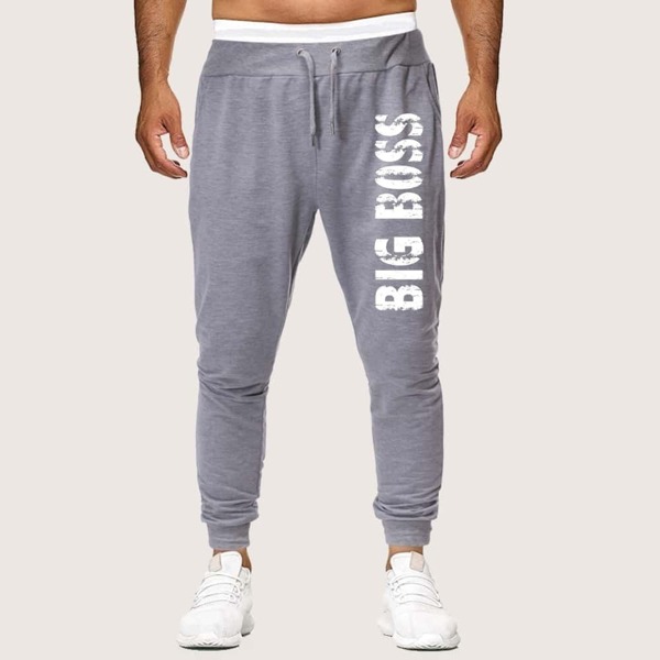 

Men Letter Print Drawstring Waist Pants