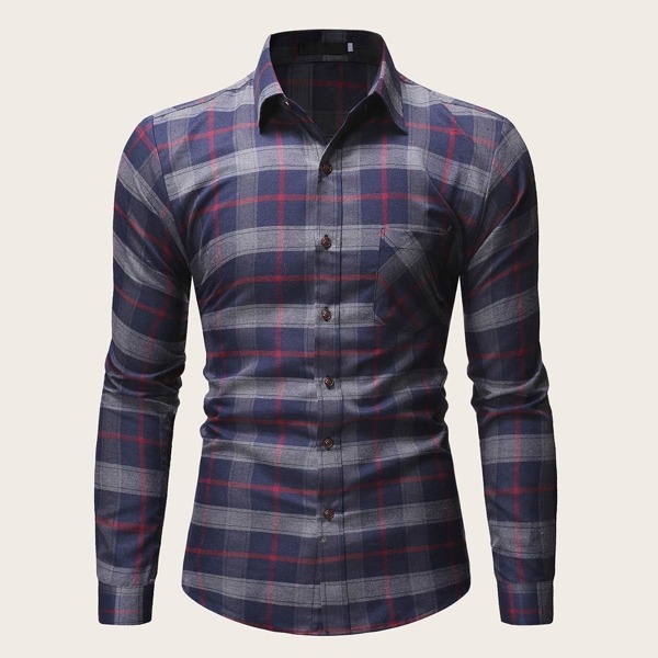 

Men Plaid Pocket Front Shirt