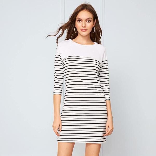 

Striped Print T-shirt Dress