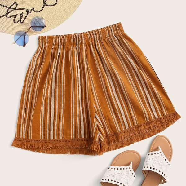 

Raw Hem Striped Shorts