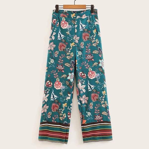 

Wide Leg Floral Print Pants