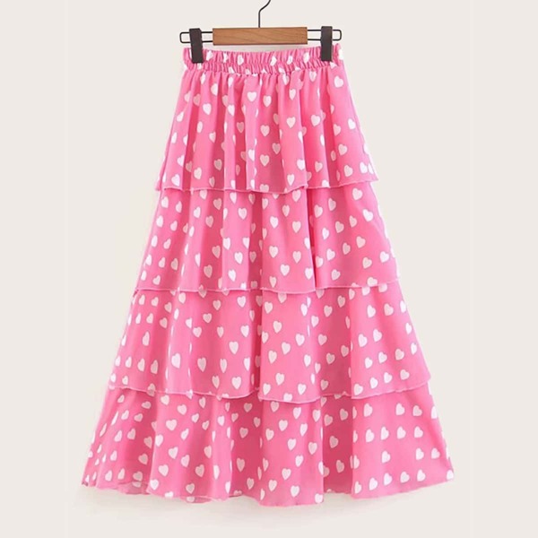 

Tiered Layer Geo Print Skirt