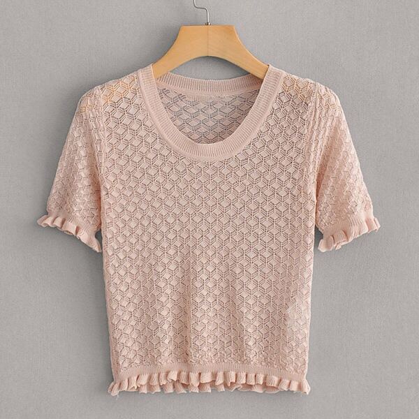 

Lettuce Frill Sheer Knit Tee