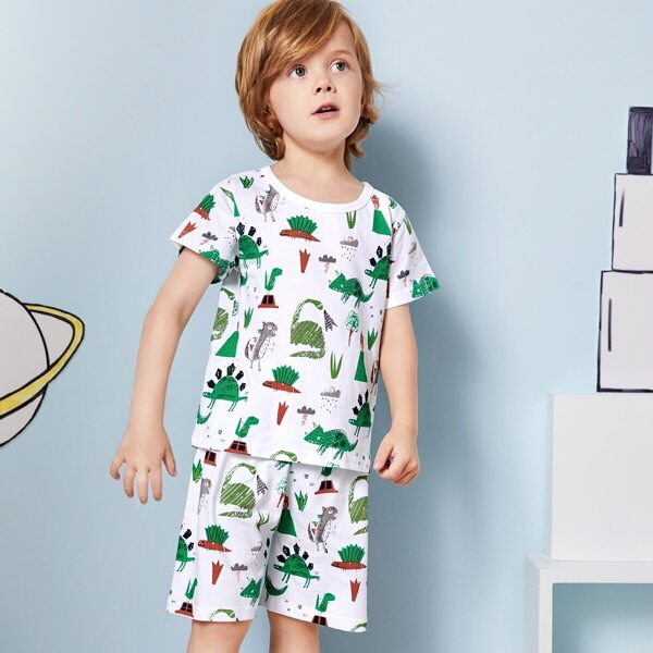 

Toddler Boys Allover Cartoon Pajama Set, Multicolor